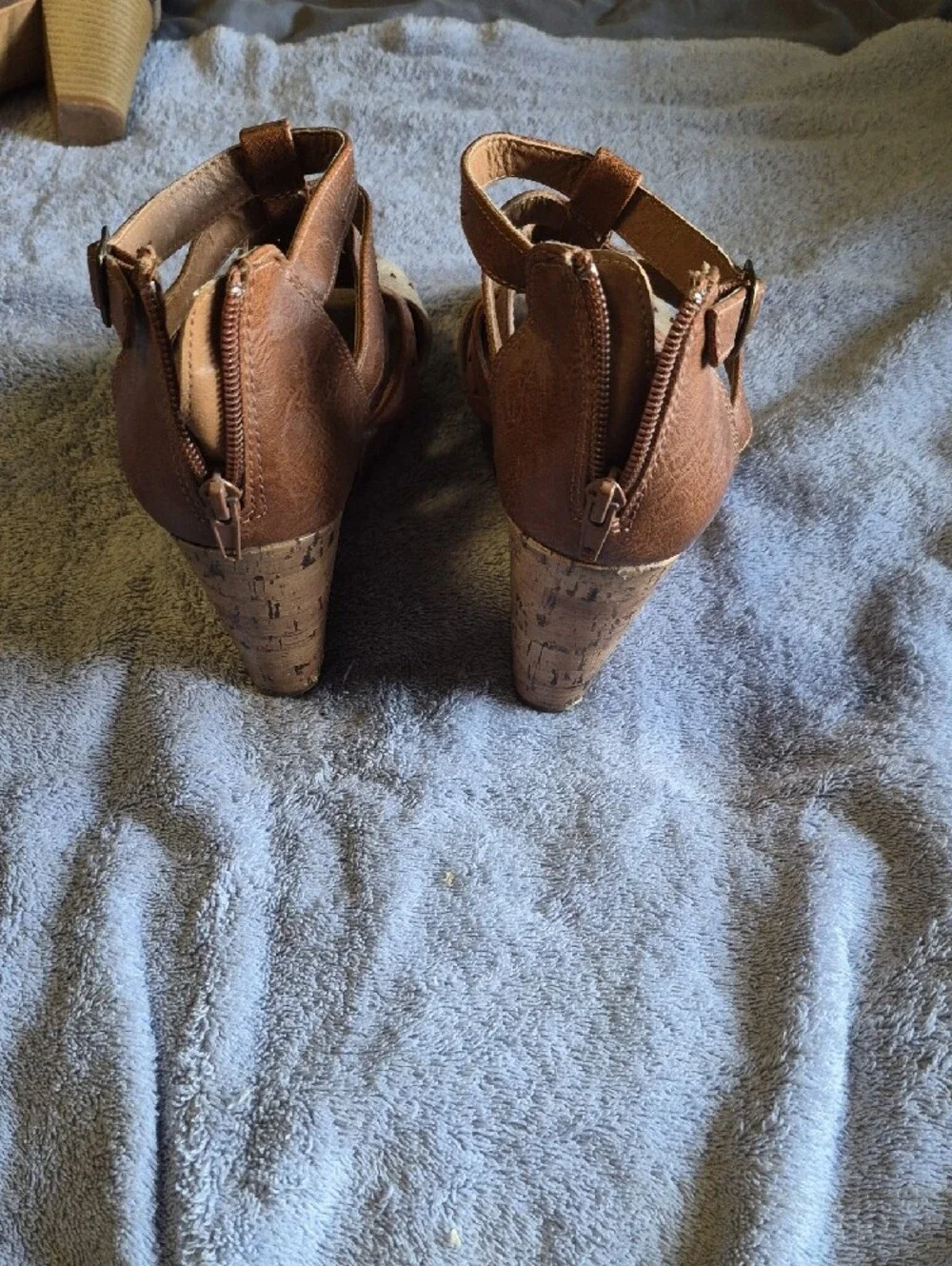Maurices Tri-Tone Strappy Wedge Sandals in Brown, Tan and Cream